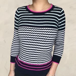 j crew merino wool striped sweater black and white size small